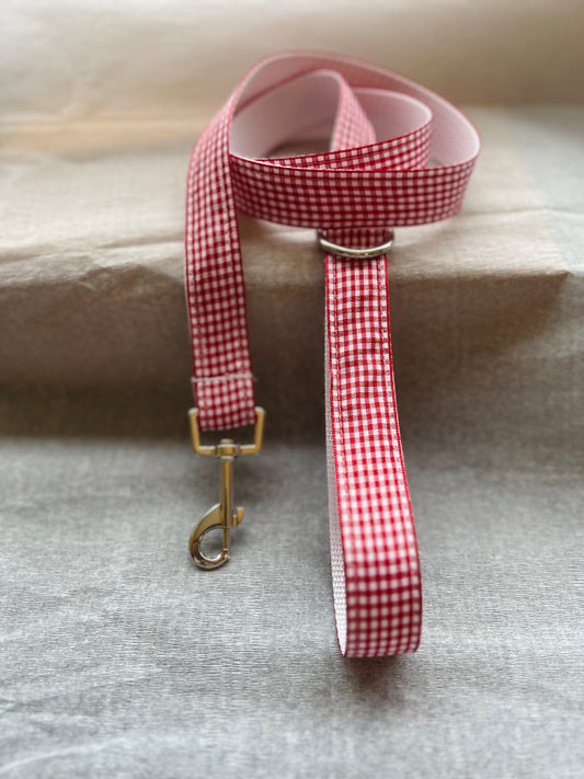 Red Gingham Dog Lead